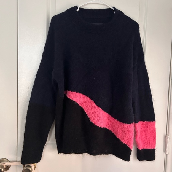 Zadig & Voltaire cozy preppy color block grandma core Tony Mohair Sweater - Picture 4 of 11